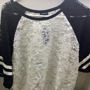 Floral lace see through short sleeve shirt